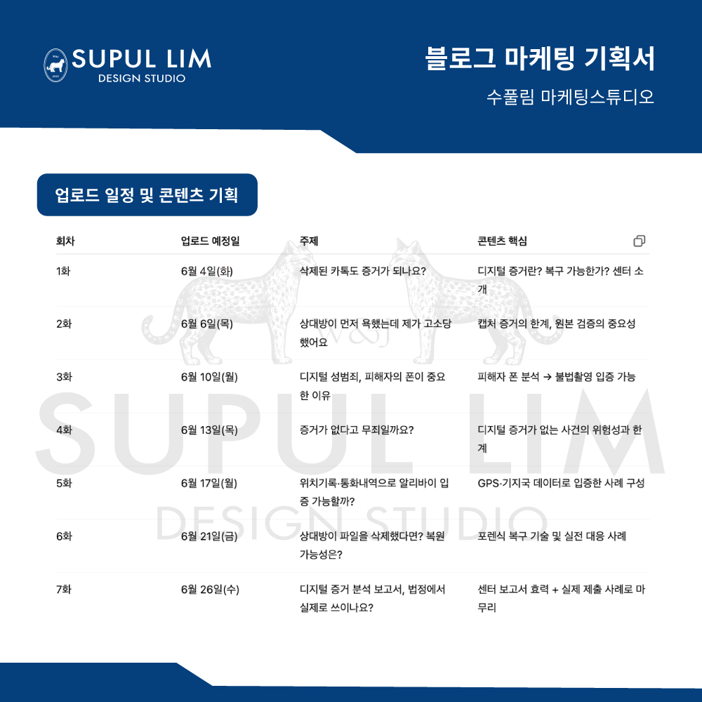 실제 로펌 블로그에 전달한 콘텐츠 기획서
