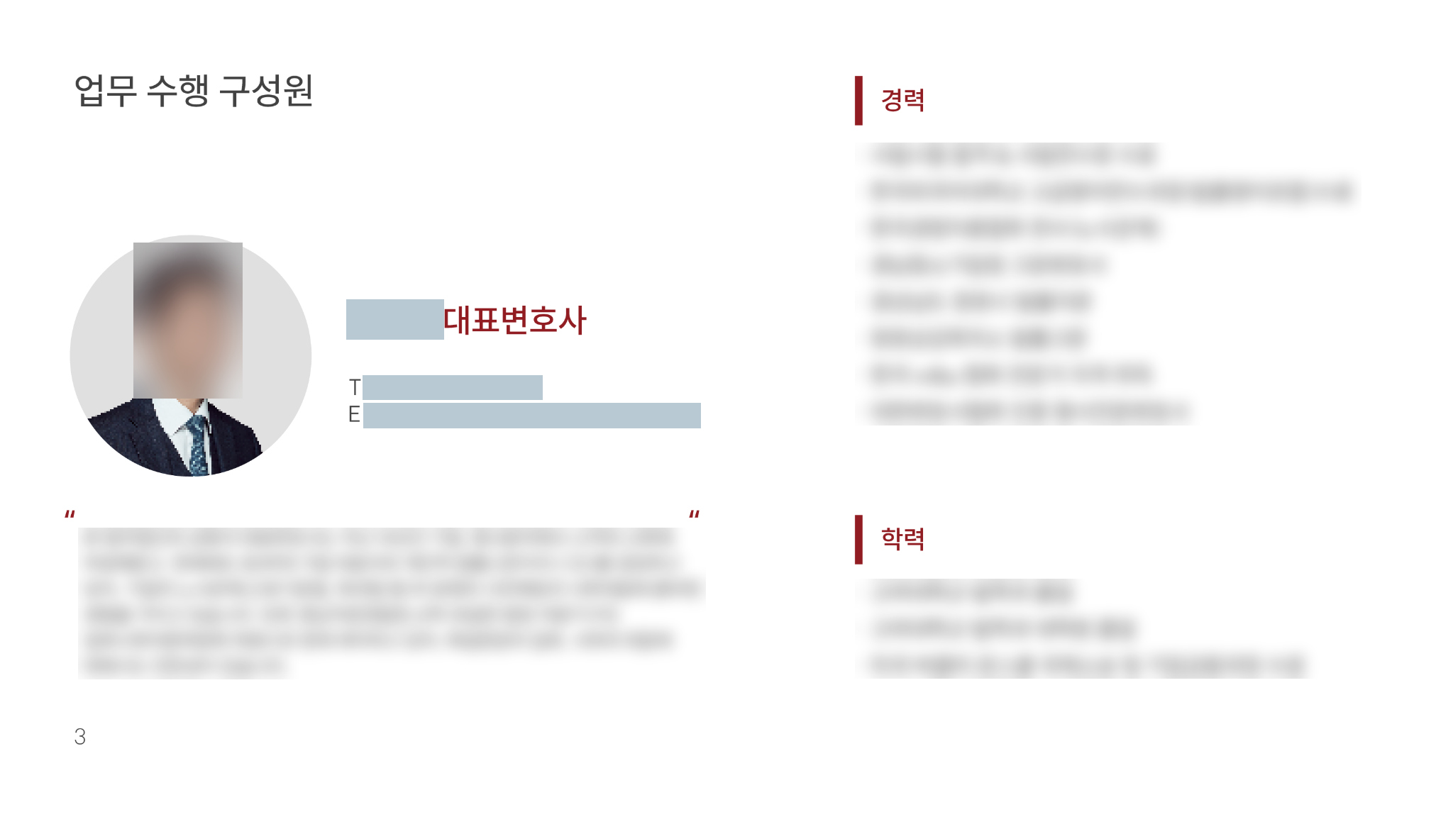 브로슈어 프로필 내지 — 익명 처리